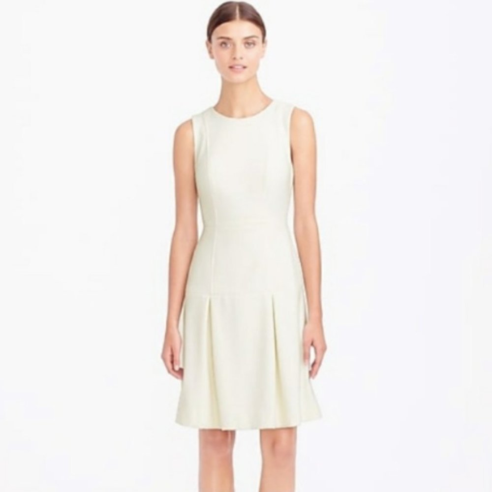 J. Crew Cream Wool Pleated Dress